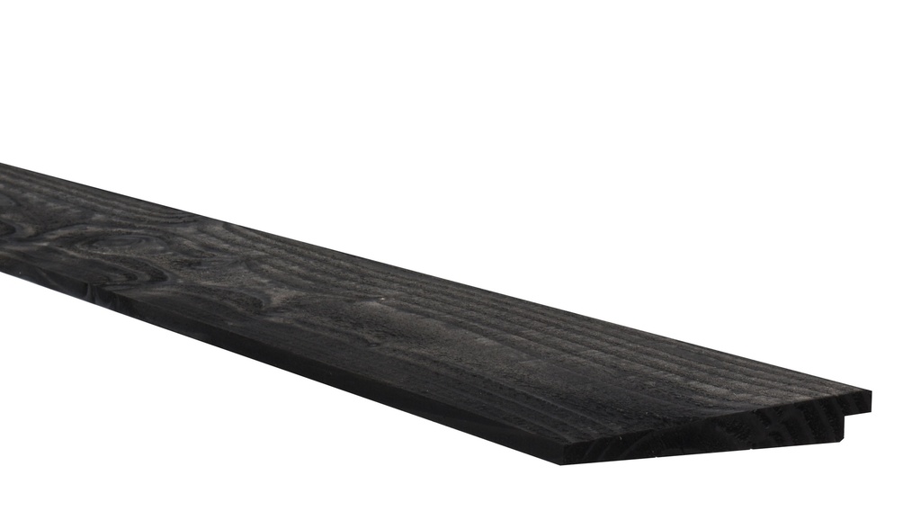 Douglas Zweeds rabat 1 zijde geschaafd, 1 zijde fijnbezaagd 1,0-2,1 x 16,5 x 500 cm, zwart gedompeld.
