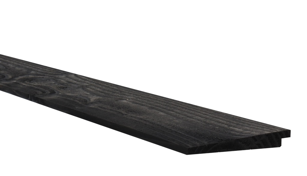 Douglas Zweeds rabat 1 zijde geschaafd, 1 zijde fijnbezaagd 1,1-2,7 x 19,5 x 300 cm, zwart gedompeld.