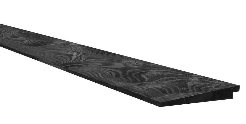 Vuren Zweeds rabat 1 zijde geschaafd, 1 zijde fijnbezaagd, 1,1-2,7 x 19,5 x 500 cm, zwart gespoten.