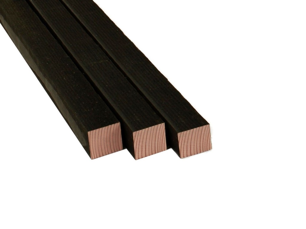 Douglas geschaafde paal 6,5 x 6,5 x 300 cm, zwart gespoten.