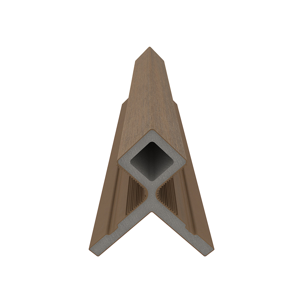 NewTechWood HKC co-extrusie hoekprofiel castellation t.b.v. wand bekleding, 7 x 8 x 300 cm, Teak.