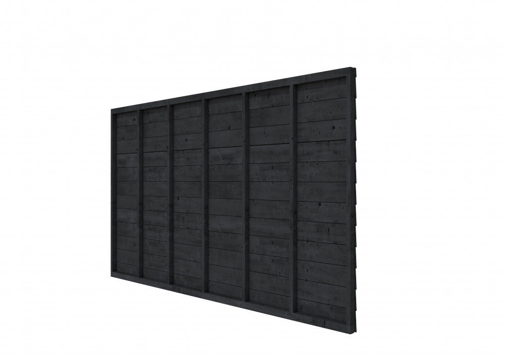 Vuren wandpakket t.b.v. enkelzijdige wand Comfort/DHZ 371x224 cm, zwart geïmpregneerd.