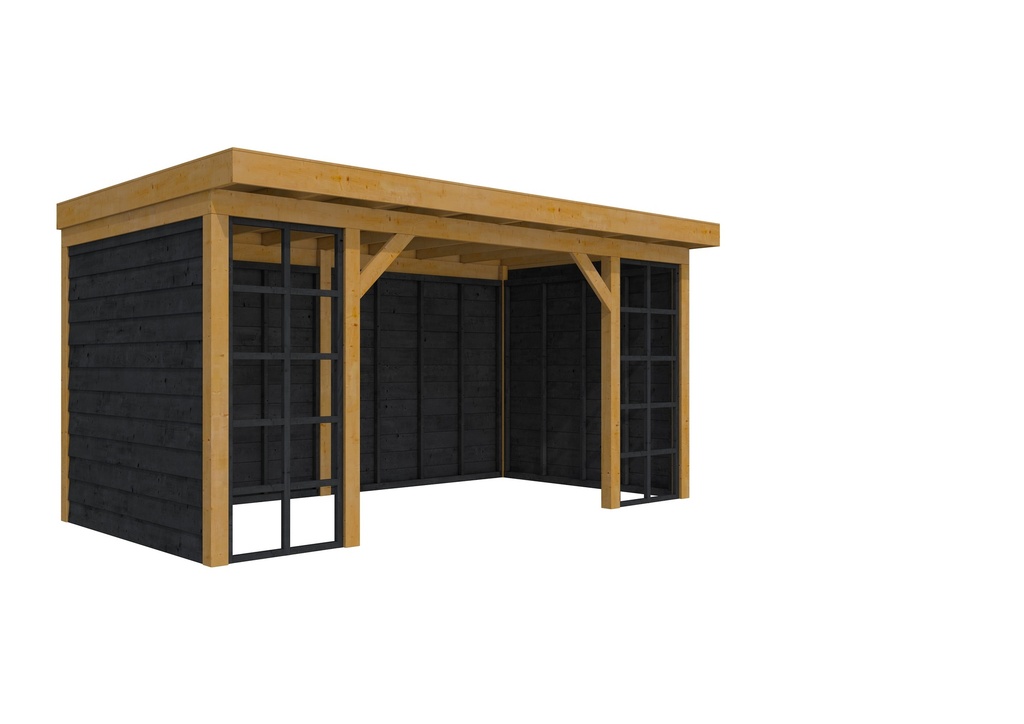 Douglasvision buitenverblijf Comfort Compleet 500 X 270 cm, groen geïmpregneerd, wanden zwart geïmpregneerd.