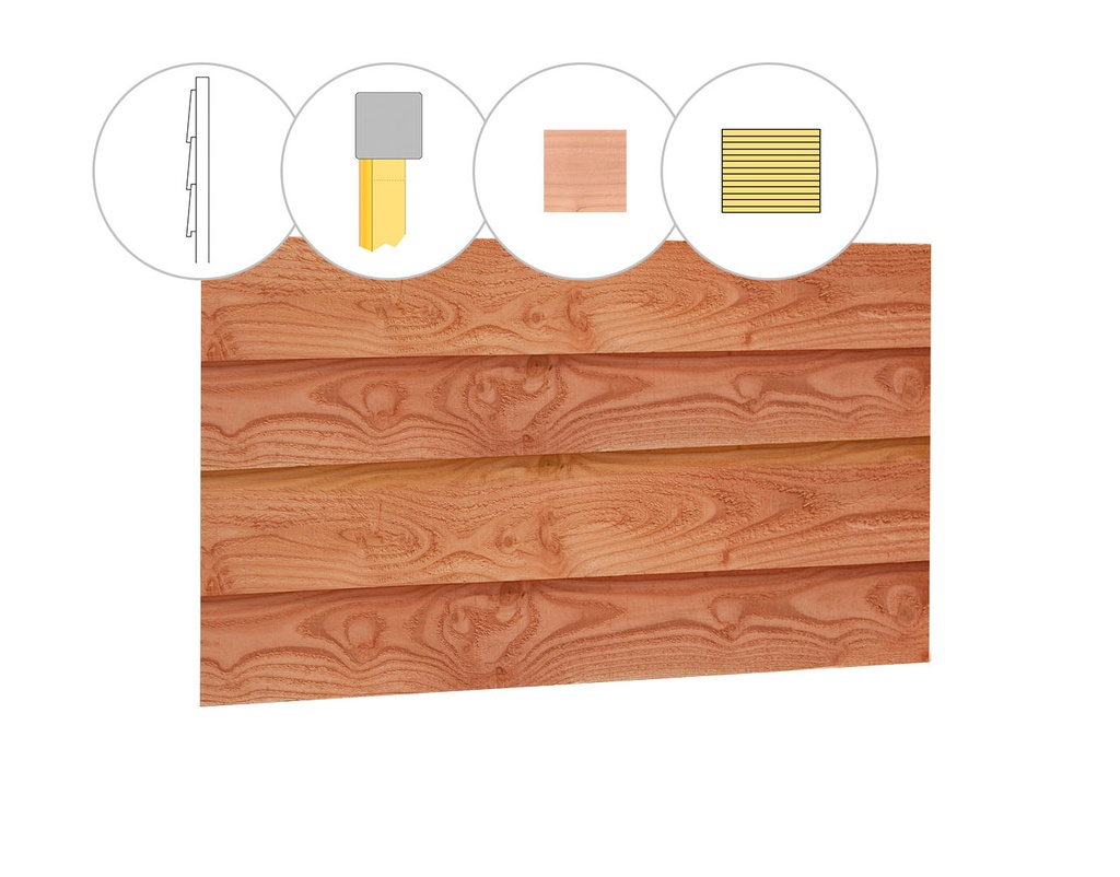 Zweeds rabat douglas enkelzijdige wand C, 278,5 x 224 cm, onbehandeld.