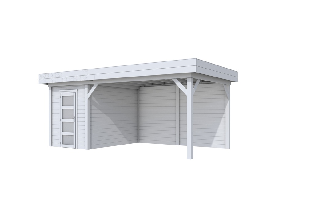 Vuren Topvision Kiekendief, 200 x 300 en luifel 400 cm, lichtgrijs gespoten.