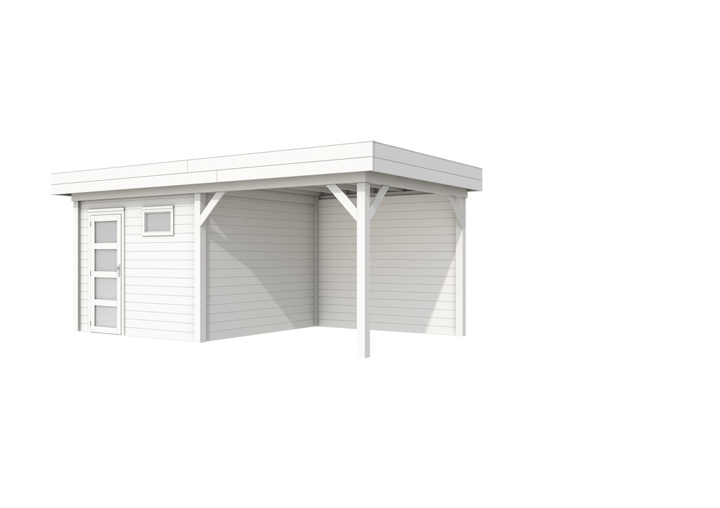 Vuren Topvision Tapuit, 300 x 300 en luifel 300 cm, wit gespoten.