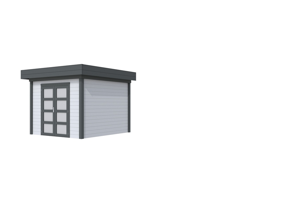 Vuren Topvision Bosuil, 300 x 300 cm, wanden lichtgrijs en basis antraciet.