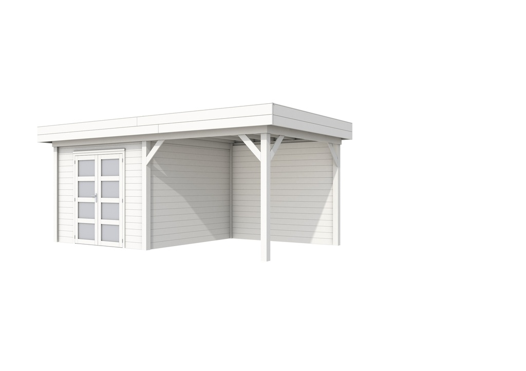 Vuren Topvision Bosuil, 300 x 300 en luifel 300 cm, wit gespoten.