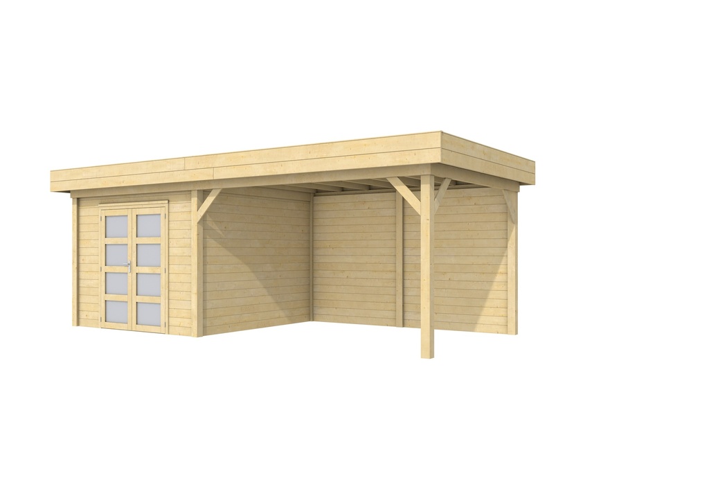 Vuren Topvision Bosuil, 300 x 300 en luifel 400 cm, kleurloos geïmpregneerd.