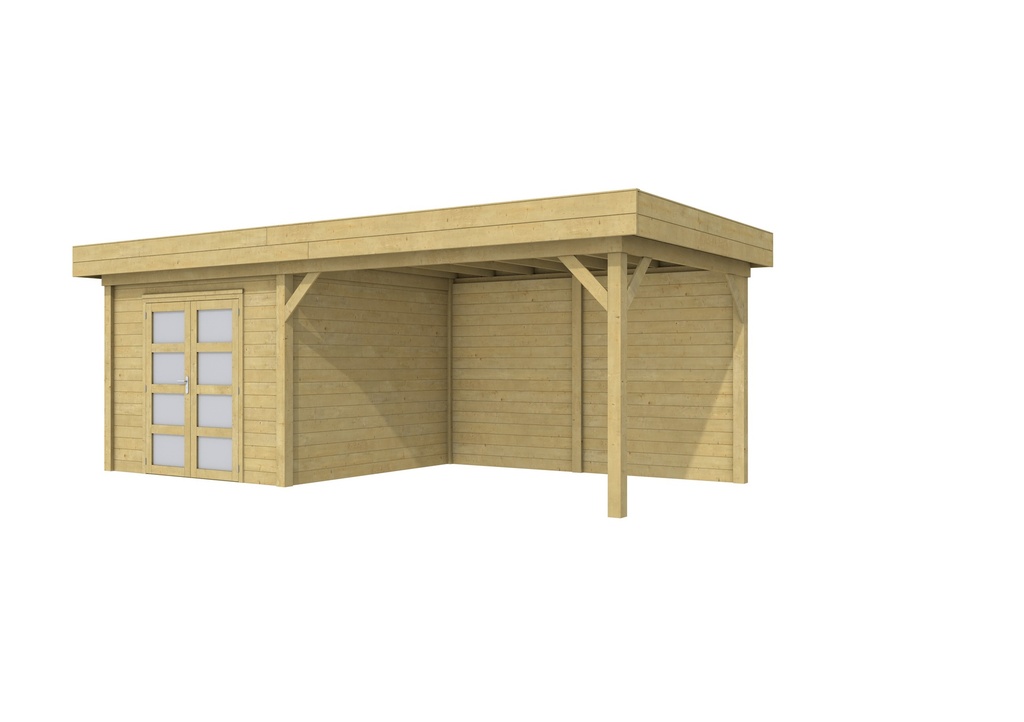 Vuren Topvision Bosuil, 300 x 300 en luifel 400 cm, groen geïmpregneerd.