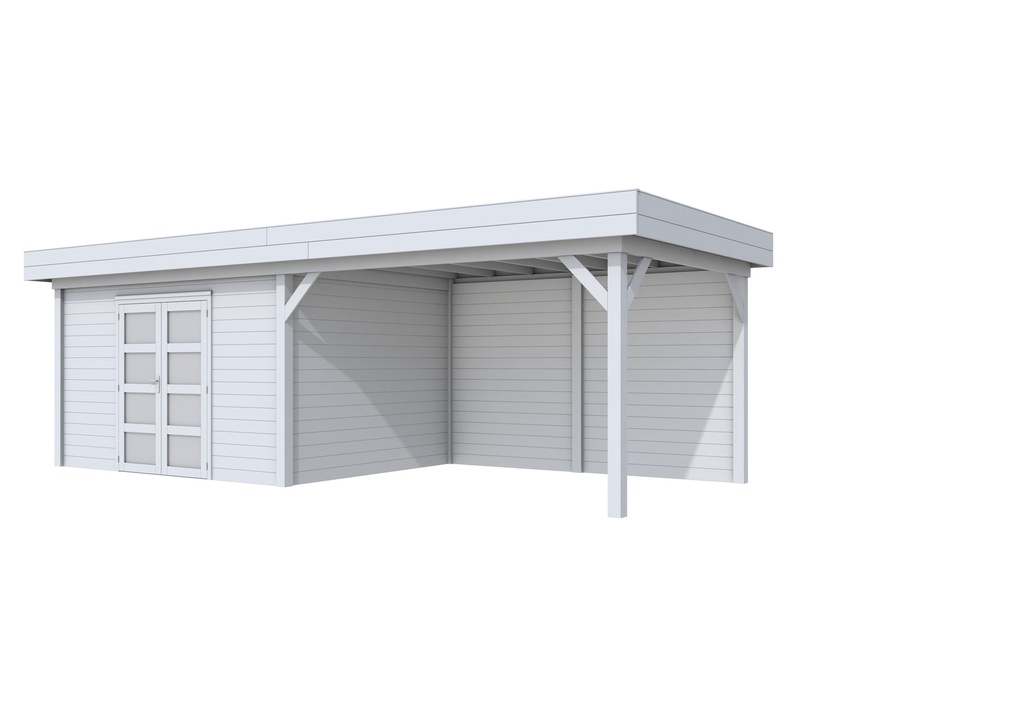 Vuren Topvision Parelhoen, 400 x 300 en luifel 400 cm, lichtgrijs gespoten.