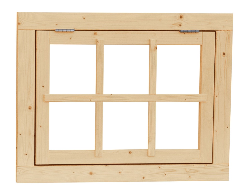 Vuren 6-ruits uitzetraam, 89,9 x 70,3 cm, onbehandeld.