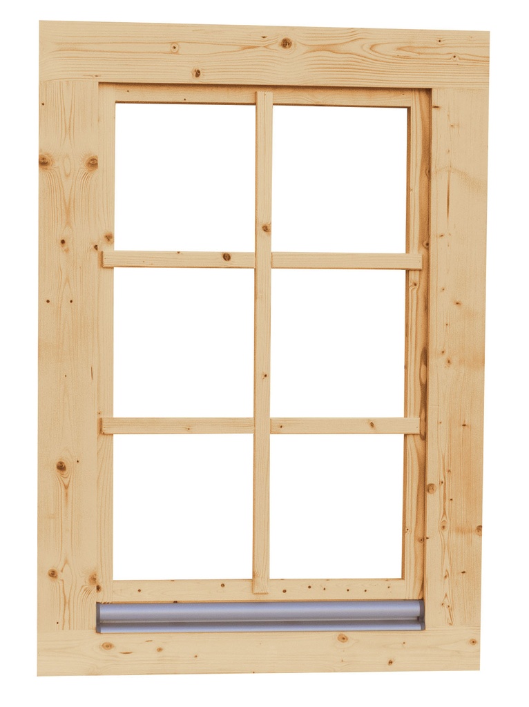 Vuren draai-kiepraam met dubbelglas, 84,4 x 120,4 cm, onbehandeld.