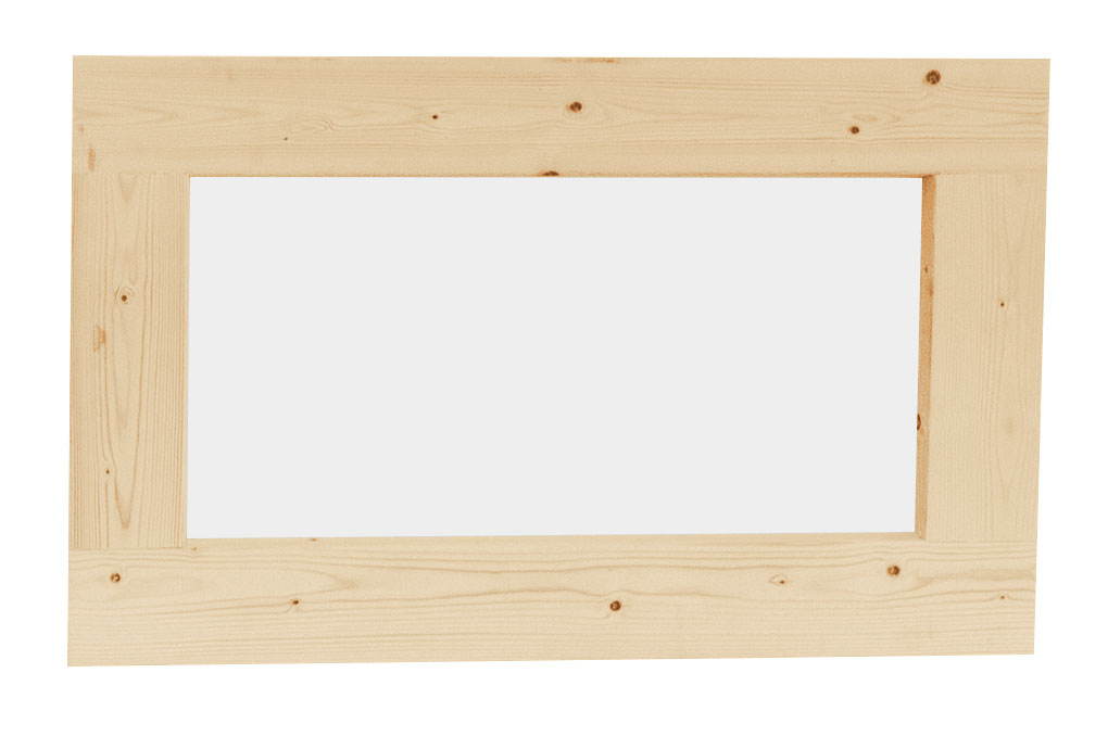 Vuren vast raam met melkglas, 71,2 x 43,8 cm, onbehandeld.