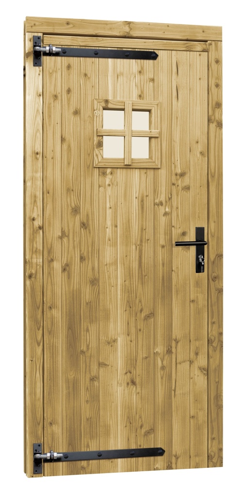 Douglas enkele 1-ruits deur inclusief kozijn, linksdraaiend, 90 x 201 cm, groen geïmpregneerd.