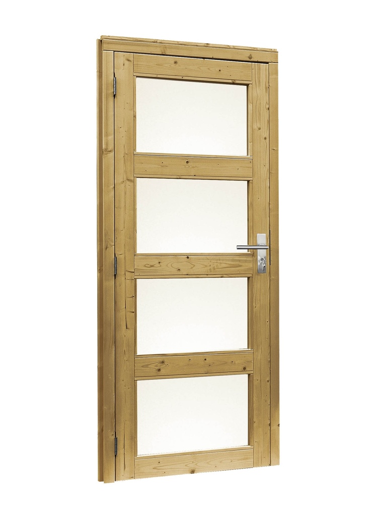 Douglas enkele 4-ruits deur inclusief kozijn, linksdraaiend, 90 x 201 cm, groen geïmpregneerd.