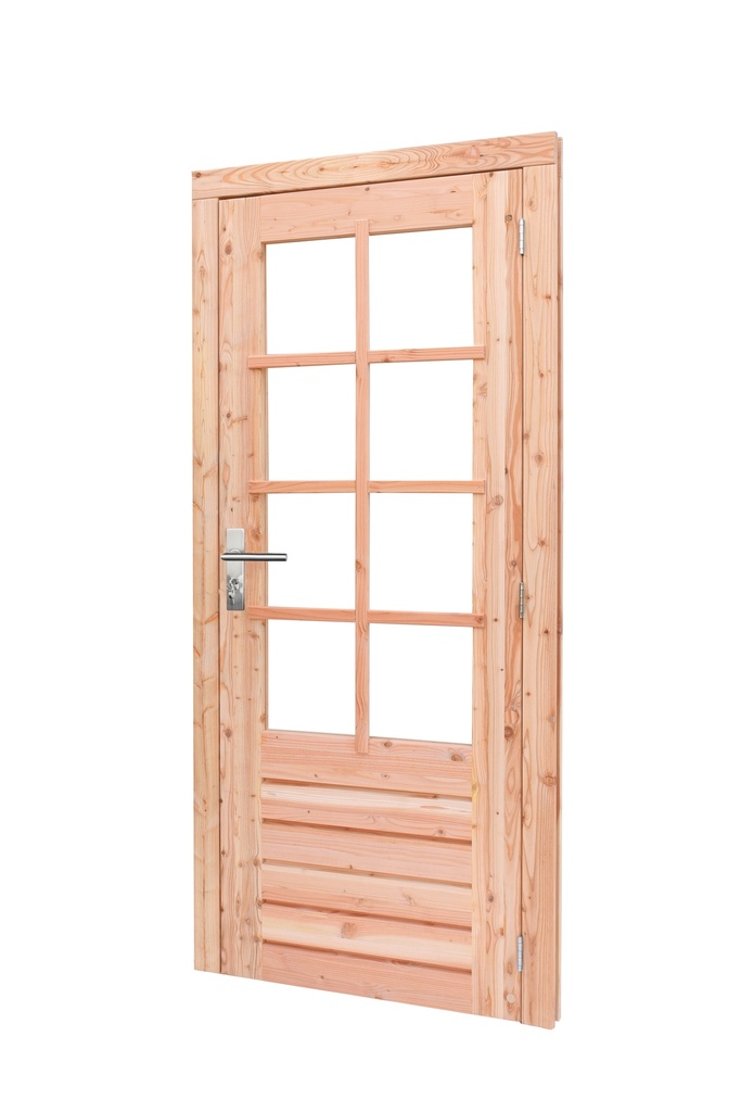 Douglas enkele 8-ruits deur inclusief kozijn, rechtsdraaiend, 90 x 201 cm, kleurloos geïmpregneerd.