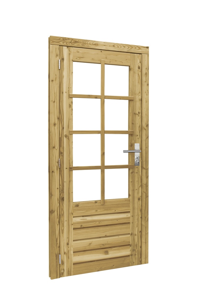 Douglas enkele 8-ruits deur inclusief kozijn, linksdraaiend, 90 x 201 cm, groen geïmpregneerd.