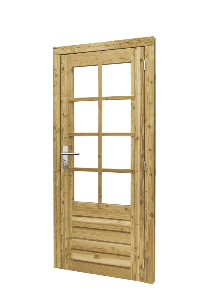 Douglas enkele 8-ruits deur inclusief kozijn, rechtsdraaiend, 90 x 201 cm, groen geïmpregneerd.