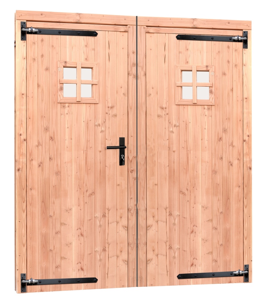 Douglas dubbele 1-ruits deur inclusief kozijn, 168 x 201 cm, onbehandeld.