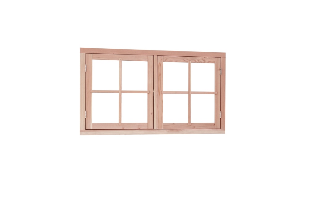 Douglas dubbel uitzetraam, 141,2 x 83,7 cm, kleurloos geïmpregneerd.