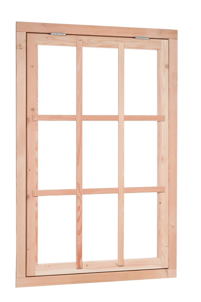 Douglas 9-ruits uitzetraam, 89,8 x 136,3 cm, kleurloos geïmpregneerd.