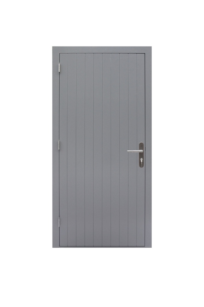 Hardhouten enkele dichte deur Prestige, linksdraaiend, 109 x 221 cm, grijs gegrond.