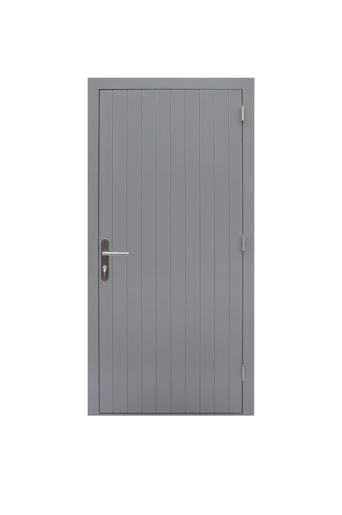 Hardhouten enkele dichte deur Prestige, rechtsdraaiend, 109 x 221 cm, grijs gegrond.