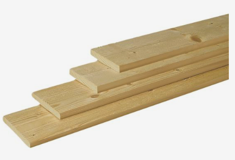 1.8 x 3.2 cm, N.E. geimpregneerd vuren, geschaafd met ronde hoeken