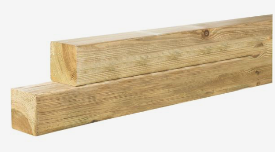 14.0 x 14.0 cm, M.E. geimpregneerd vuren geschaafd met ronde hoeken