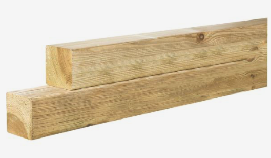 6.8 x 6.8 cm, M.E. geimpregneerd vuren, geschaafd met ronde hoeken