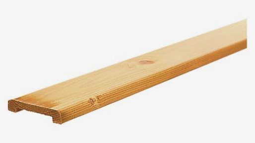 Toplat 1.8 x 9.5 cm, (sponning 5.5 cm), N.E. geimpregneerd vuren, geschaafd met ronde hoeken