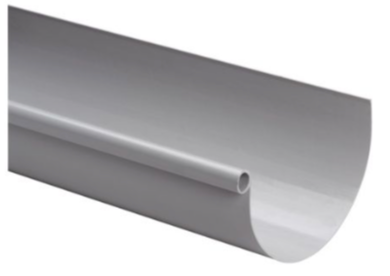 Goot pvc grijs, mastgoot (halfrond), prijs per meter incl. toebehoren (afvoer, koppelstuk, regenpijp)