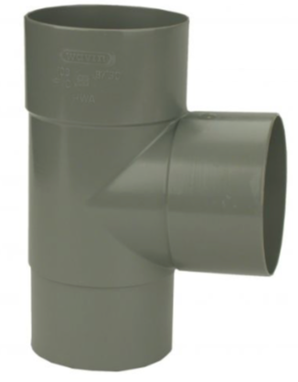 Pvc hwa t-stuk 87 graden, 80mm m/vs