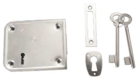 Opleg kelderbandslot (zwaar) met sleutels, afmetingen slot: 85x100mm, galvanisch verzinkt