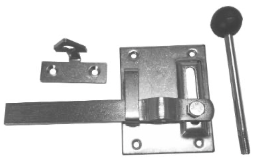 Tuinheksluiting met neus (zwarte bol), plaat: 100x80x2mm, verzinkt