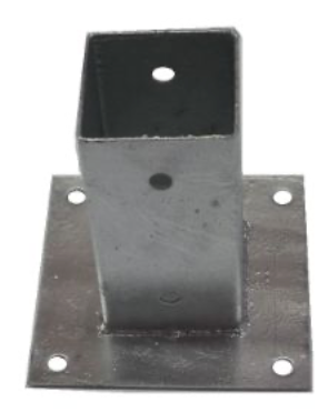 Metpostvoet - BA-013 - 71x71x150mm, dikte: 2 / 2.5mm, vuurverzinkt, grondplaat: 150x150mm *