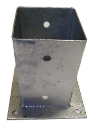 Metpostvoet - BA-014 - 91x91x150mm, dikte: 2/2,5mm, vuurverzinkt, grondplaat: 150x150mm *