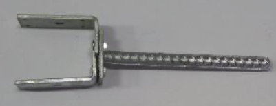 U-paaldrager met betonijzer - UP-071 - verstelbaar - Breedte: 65-120mm - vaste bodemplaat: 60x60mm - lengte betonijzer: 250mm -