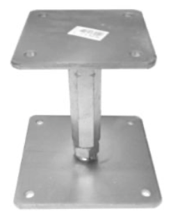 Verstelbare paaldrager (in hoogte) - PF-TA Vierkant, Type A, Bovenplaat:120x120x6mm, Grondplaat: 160x160x6mm, Hoogte: 140-200mm,