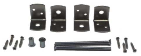 L-beslag voor betonpalen, geel verzinkt, verpakt per 4 stuks, met patentbouten en schroeven