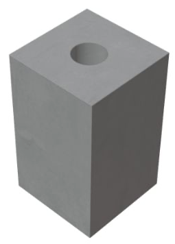 Arduinen sokkels / Blauwe hardsteen / ARD-04 / Buitenzijde: 150x150mm / Facetrand 2mm / Opening: 50mm/ Hoogte: 250mm