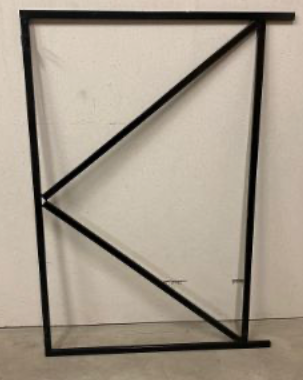 Zwart poortframe, 140 cm breed (x 155 cm hoog) + 2 duimen. Verstelbaar ijzeren frame, gegalvaniseerd