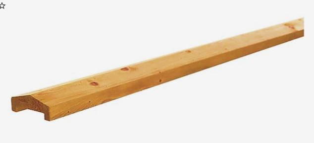 Toplat piramidevorm (sponning 7.0 cm) 3.8 x 9.5 cm, N.E. geimpregneerd vuren, geschaafd met ronde hoeken