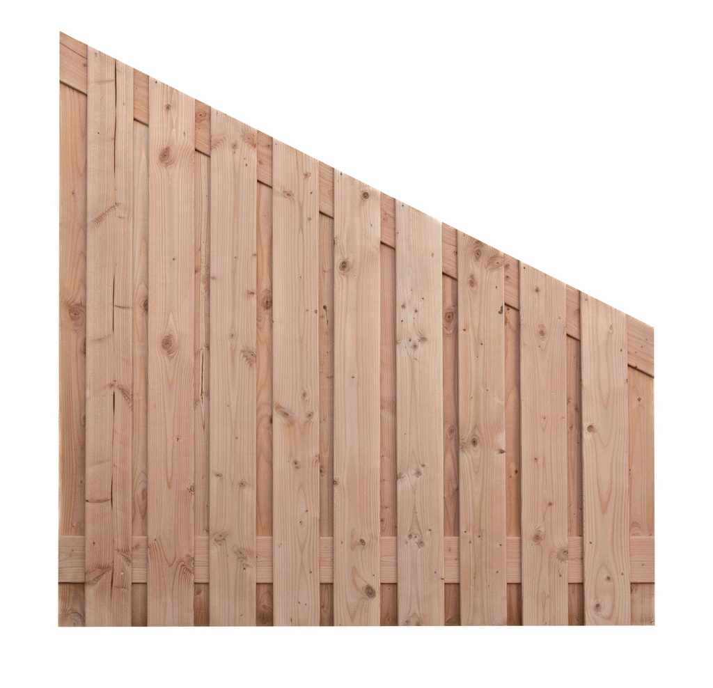 Douglas geschaafd plankenscherm 21-planks 16 mm, 180 x 180-90 cm t.b.v. betonsysteem, onbehandeld.