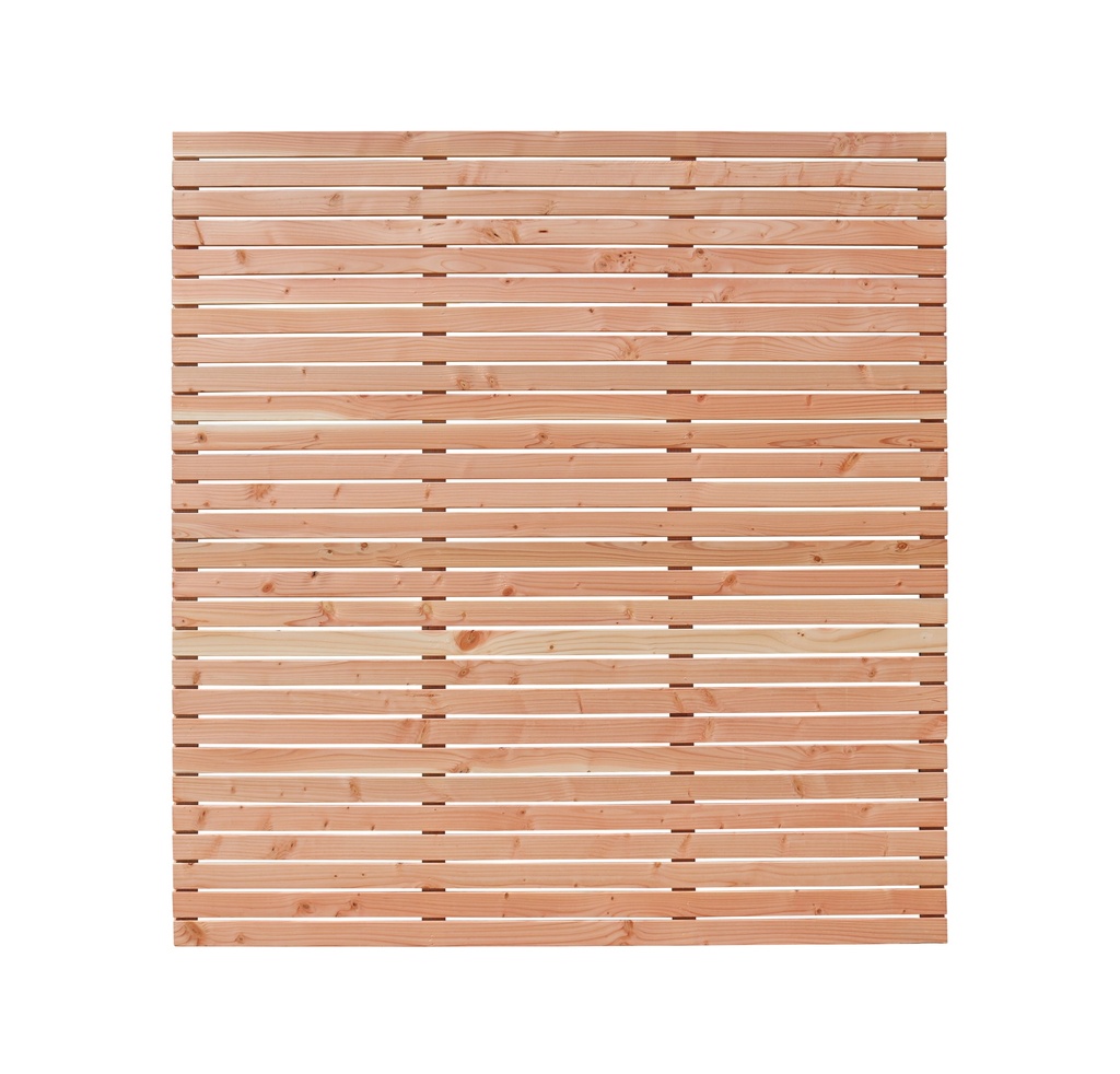 Douglas enkelzijdig geschaafd latten scherm, recht horizontaal, 180 x 180 cm.