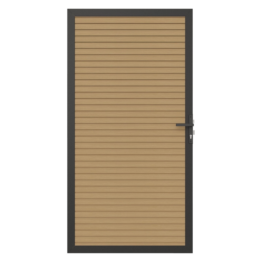 NewTechWood Co-extrusie composiet deur in aluminium frame, horizontaal triple, 100 x 195 cm, Red Cedar.