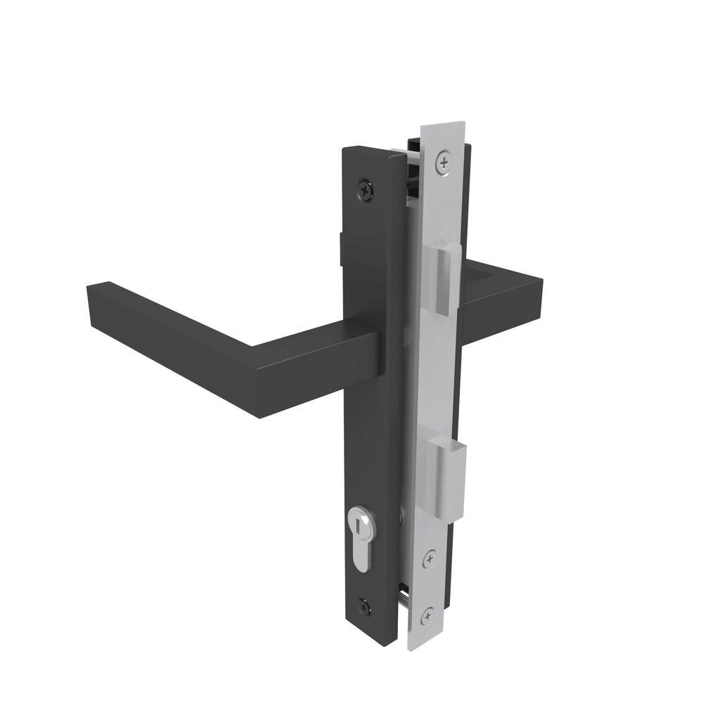 NewTechWood deurbeslagset, incl. hengen, duimen en deurklink, zwart.