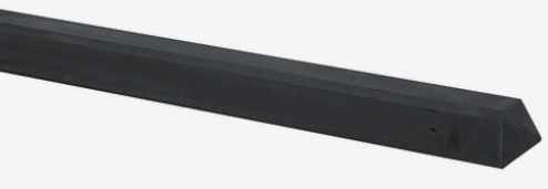 Betonpaal glad met diamantkop 10 x 10 x 190 cm, antraciet gecoat, eindpaal t.b.v. scherm 90 cm hoog.