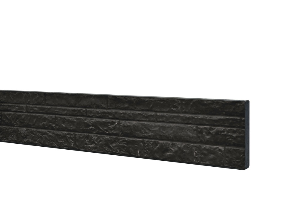 Betonplaat dubbelzijdig rotsmotief 36 x 3,5 x 184 cm, antraciet gecoat.